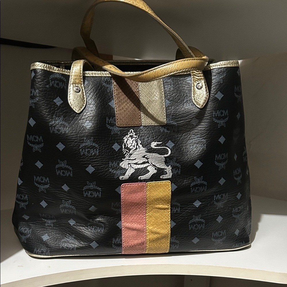 MCM Black Tote with Colorful Accents